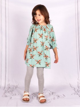 Kid's Off The Shoulder Flower Print Fashion Top